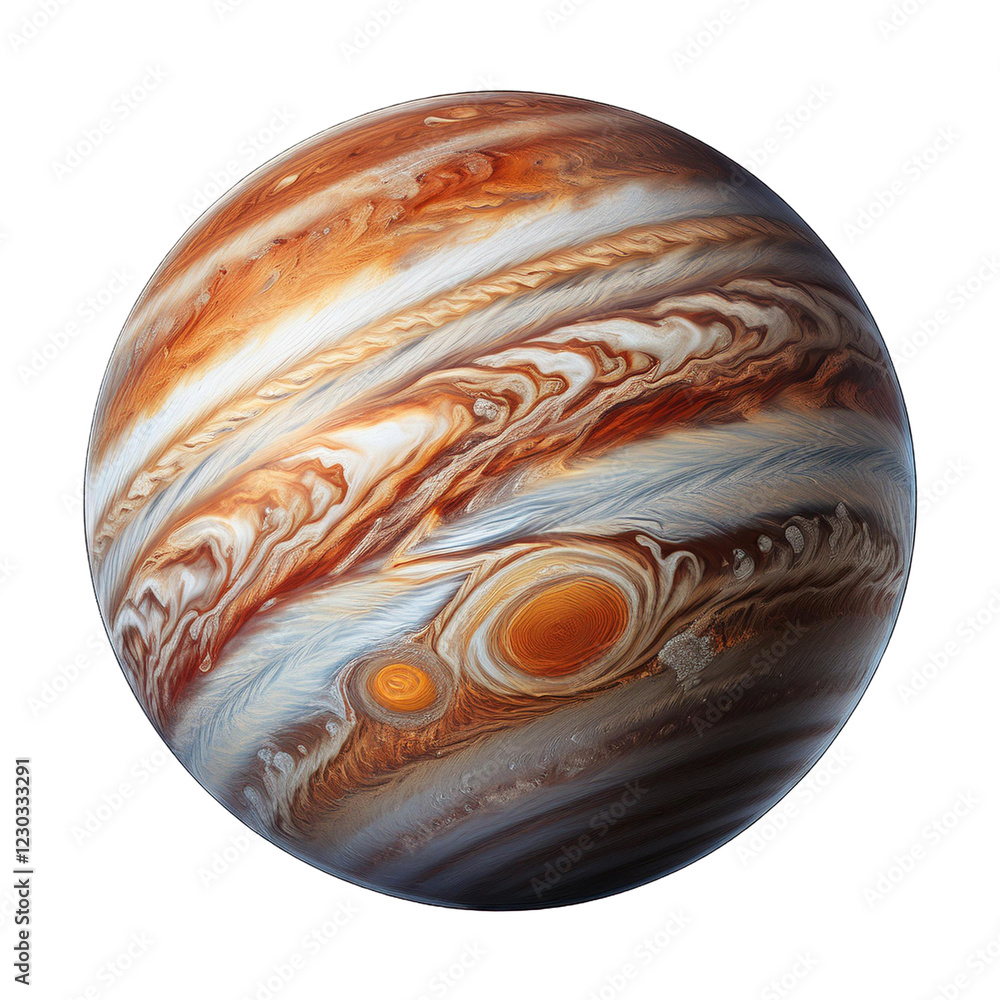 3d jupiter globe with space on transparent background