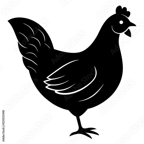 Cute Black Vector Chicken Line Art Black Vector Silhouette Cartoon Illustration