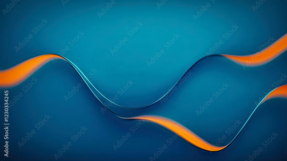 Fototapeta premium Smooth blue background with orange wave