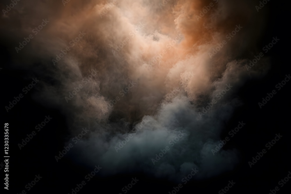 Dark Fog with Muted Orange and Gray Streaks in Ethereal Atmosphere Dark Fog with Muted Orange and Gray Streaks in Ethereal Atmosphere
