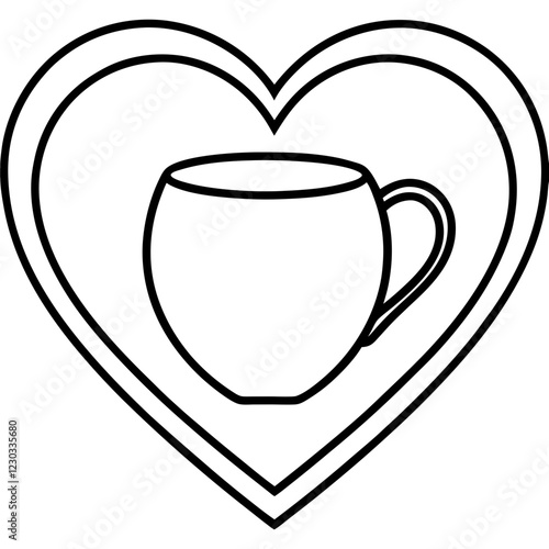 Elegant Heart-Shaped Coffee Mug Outline