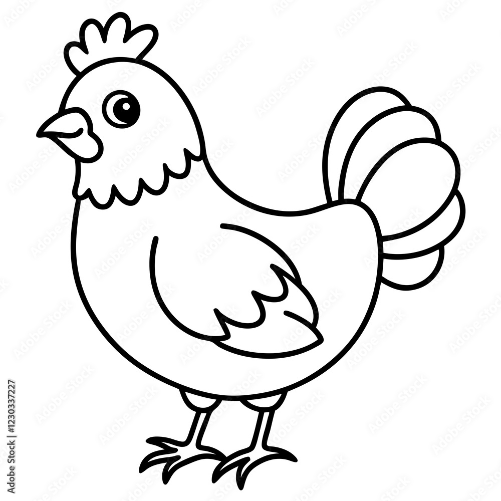 Cute Black Vector Chicken Line Art Black Vector Silhouette Cartoon Illustration Cute Black Vector Chicken Line Art Black Vector Silhouette Cartoon Illustration