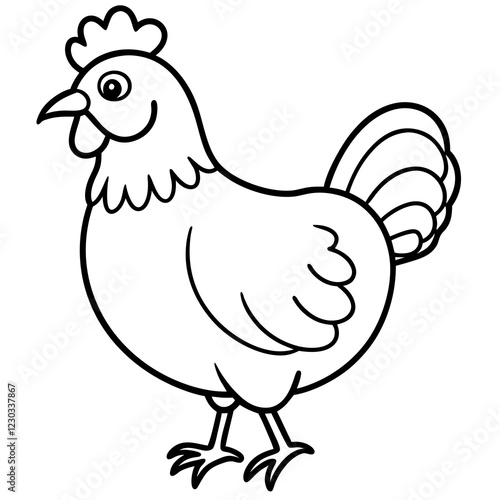 Cute Black Vector Chicken Line Art Black Vector Silhouette Cartoon Illustration