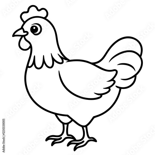 Cute Black Vector Chicken Line Art Black Vector Silhouette Cartoon Illustration