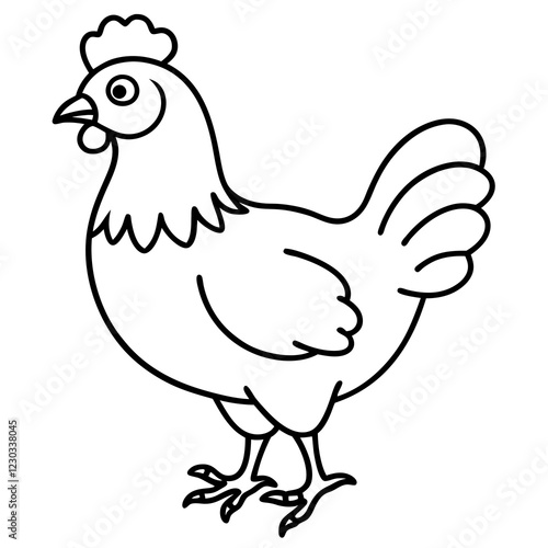 Cute Black Vector Chicken Line Art Black Vector Silhouette Cartoon Illustration