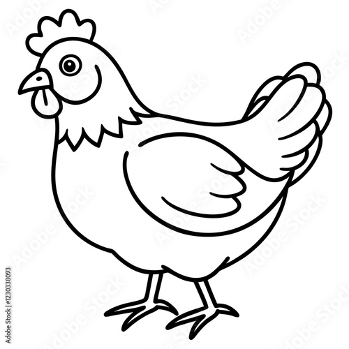 Cute Black Vector Chicken Line Art Black Vector Silhouette Cartoon Illustration