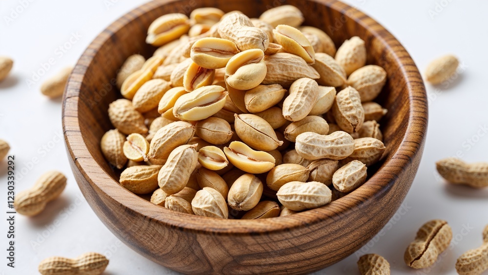 Fresh Peanuts in a Wooden Bowl Isolated on a Clean White Background, Perfect for Snacking and Nutrition
Fresh Peanuts in a Wooden Bowl Isolated on a Clean White Background, Perfect for Snacking and Nutrition