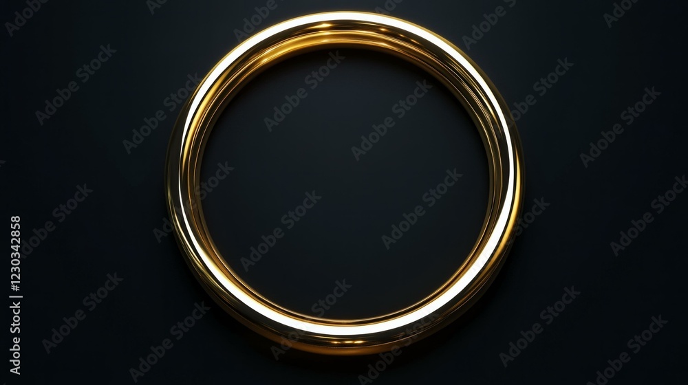 Elegant golden ring on dark surface with minimalist design Elegant golden ring on dark surface with minimalist design