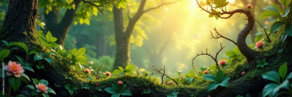 Obraz premium Swirling vines and leaves in hues of earthy tones, nature, organic