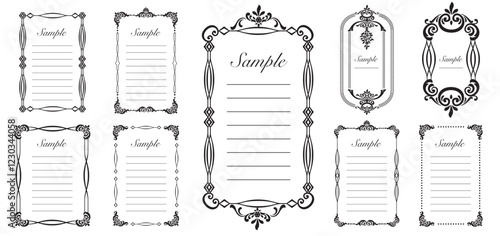 Set Template of Decorative vintage borders and frames. Wedding and restaurant menu. Vector illustration..eps