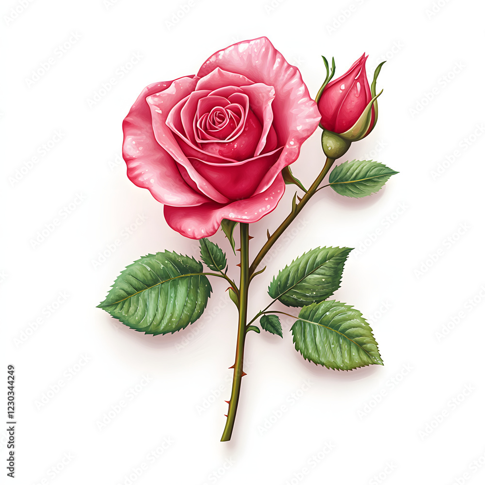Fototapeta premium Collection for Chocolate Roses clipart, cute valentine clipart, watercolour illustration, isolated on white background.