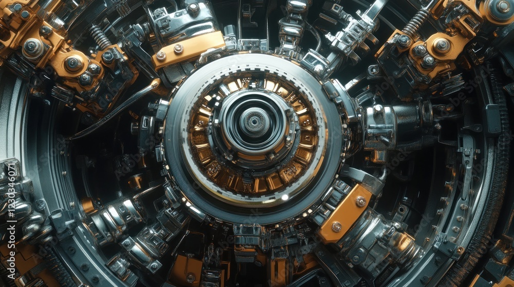 Close-up of a Futuristic Machine's Inner Workings Close-up of a Futuristic Machine's Inner Workings