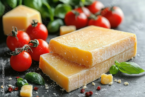 Grated Cheese On A White Ba...