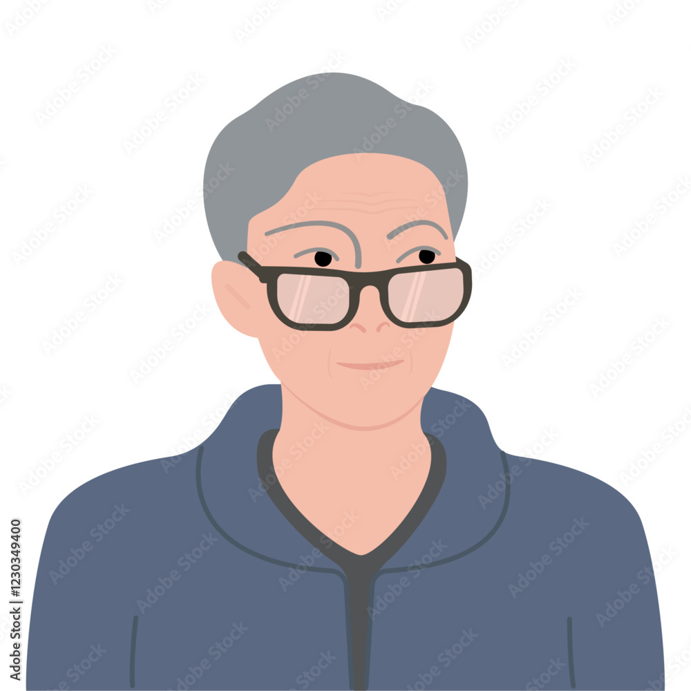 old man portrait with glasses, vector illustration old man portrait with glasses, vector illustration