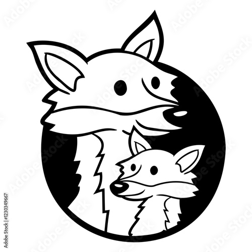 Fox Hole Family Mom Child Father Mother Dad Sweet Design Lover Art Vector Illustration Card T-Shirt Poster Sticker Graphic Print Decorative Drawing Isolated Logo Decoration Symbol Creative Cool Style
