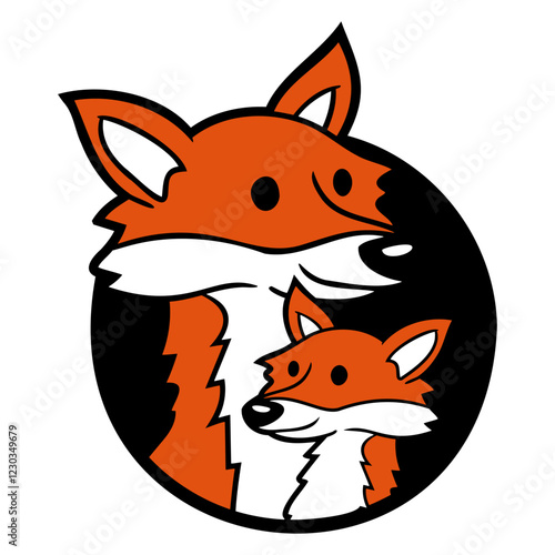 Fox Hole Family Mom Child Father Mother Dad Sweet Design Lover Art Vector Illustration Card T-Shirt Poster Sticker Graphic Print Decorative Drawing Isolated Logo Decoration Symbol Creative Cool Style
