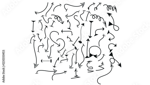 Arrows of Direction: A diverse collection of hand-drawn arrows, each pointing in a unique direction, forming a captivating visual guide for navigation and communication.
