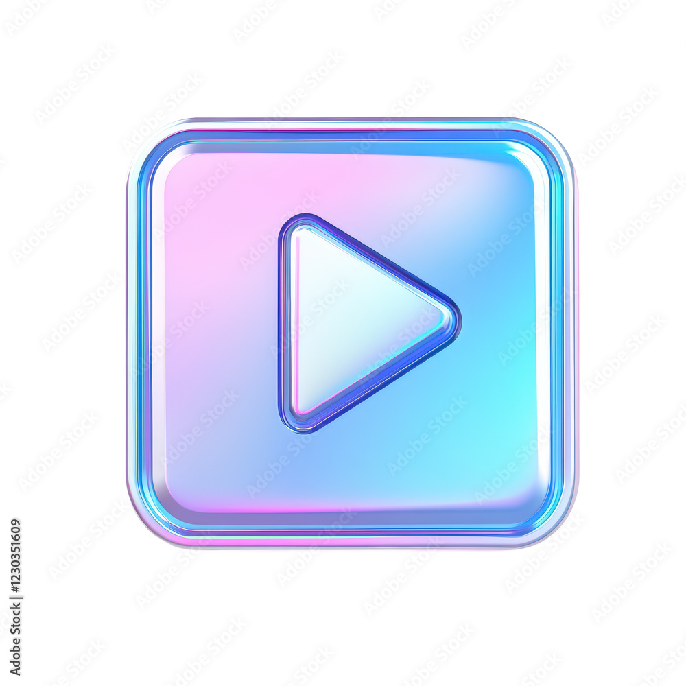 Isolated 3D Pastel Play Icon in Square Shape Isolated 3D Pastel Play Icon in Square Shape