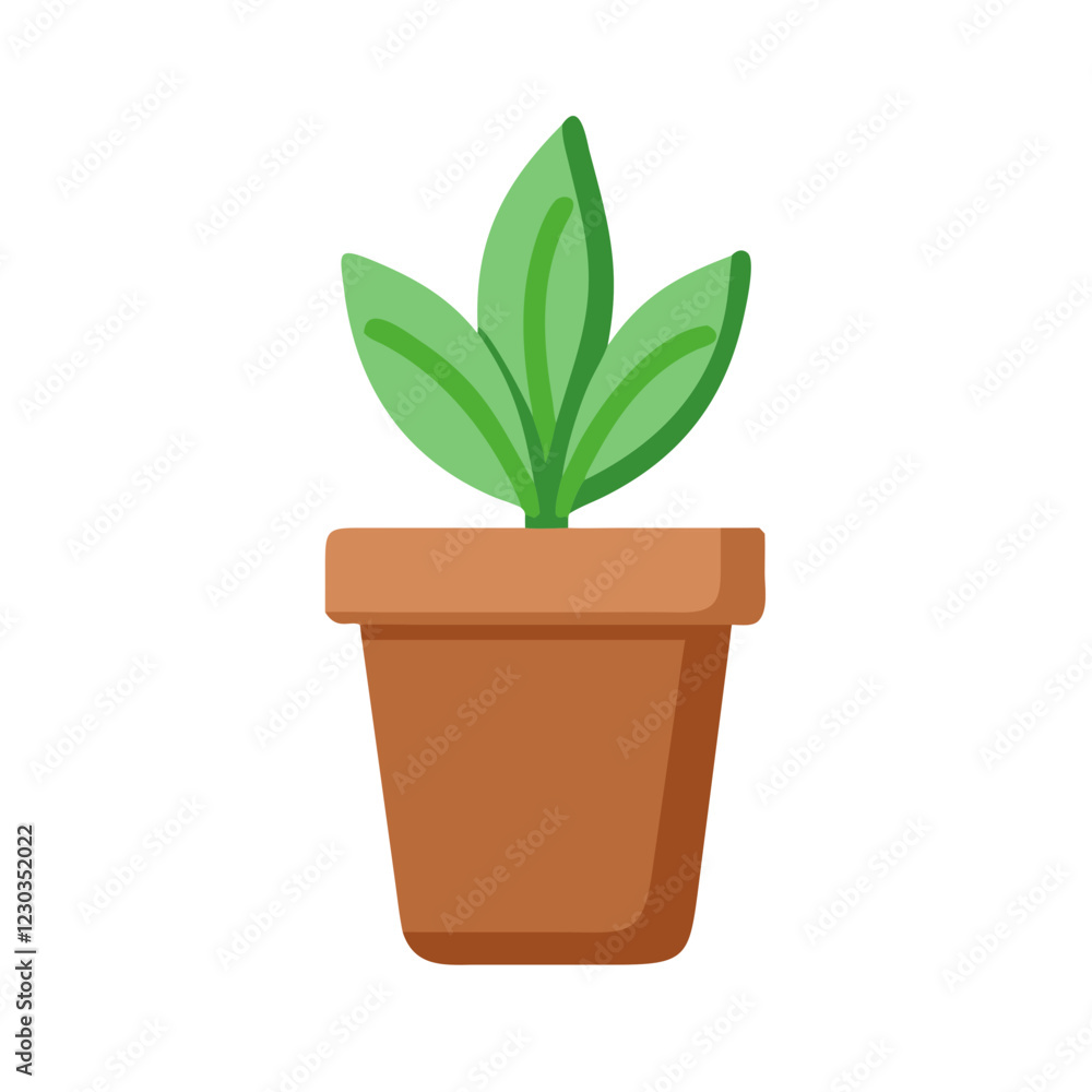 Obraz premium Potted plant, flat style