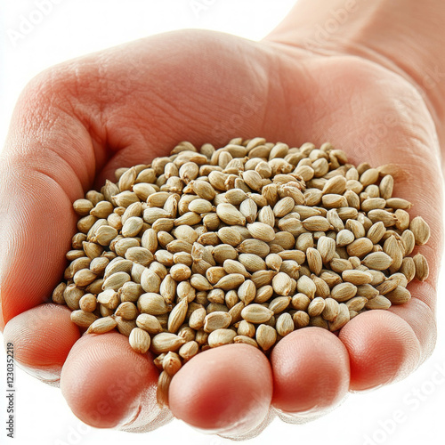 Hand With Seeds Isolated