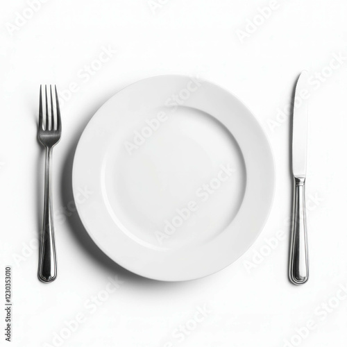 Plate, Fork And Knife Isolated