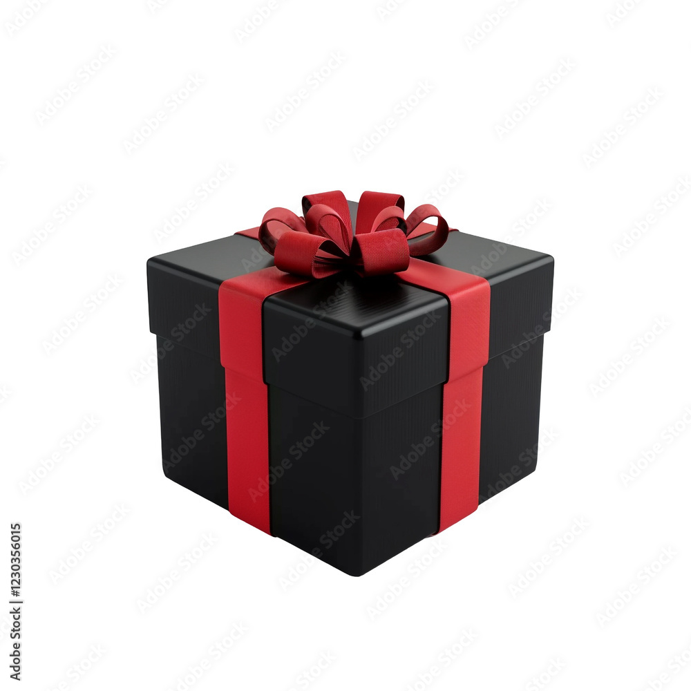 Fototapeta premium Black Gift Box with Red Ribbon