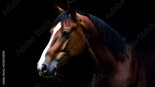 Obraz na płótnie Closeup of a brown horses head on a dark background w salonie