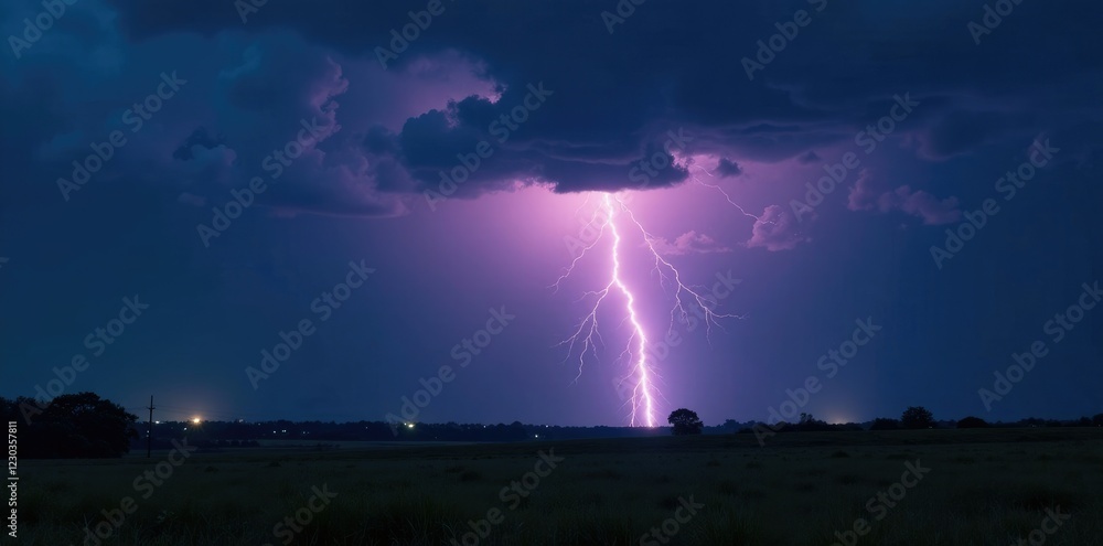 A massive lightning bolt strikes a darkened landscape, electrical, lightning, bolt A massive lightning bolt strikes a darkened landscape, electrical, lightning, bolt