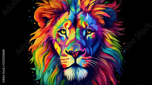 Vivid color lion head