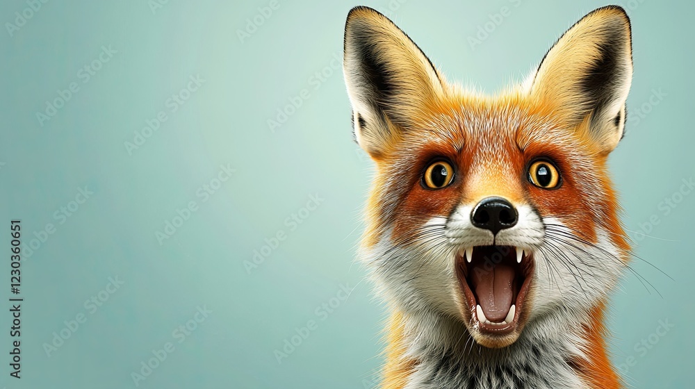 the fox is scared. shock. on a plain colored background. frightened facial expression. fear, hair on end. high detail. the fox is scared. shock. on a plain colored background. frightened facial expression. fear, hair on end. high detail.