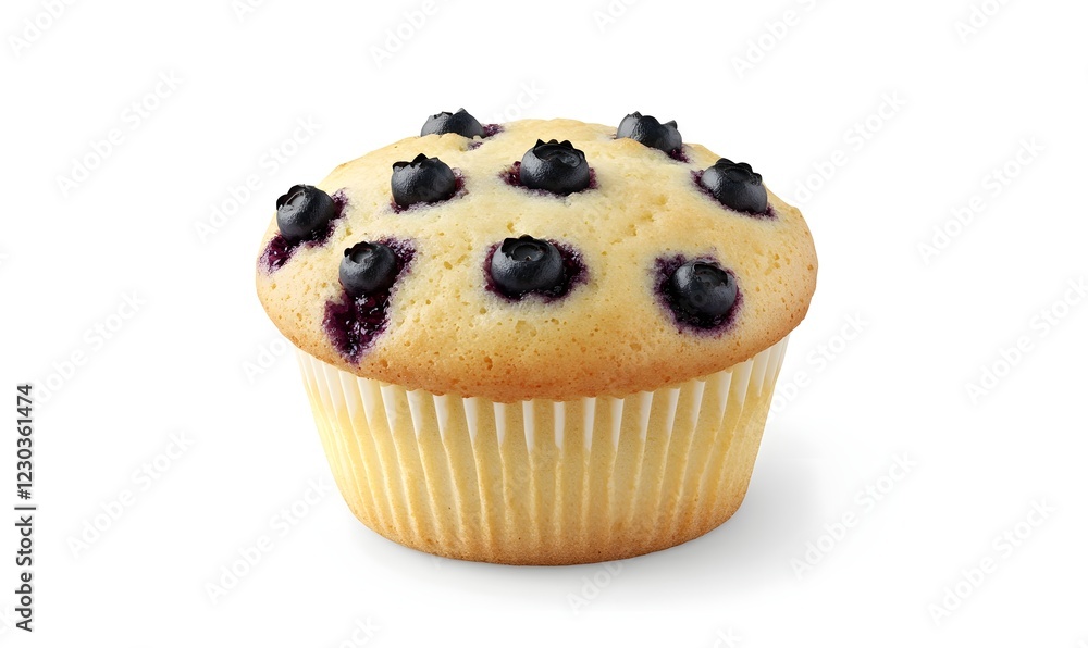 Delicious blueberry muffin, studio shot, white background, baking recipe Delicious blueberry muffin, studio shot, white background, baking recipe