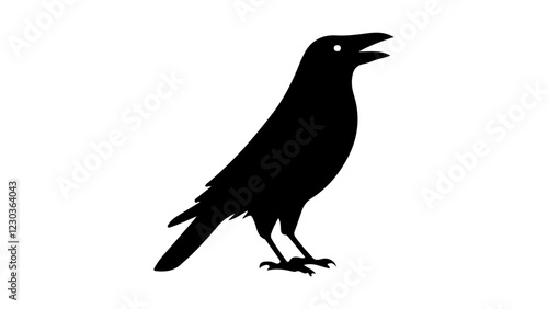 crow on a white background, simple crow shape singing vector illustration