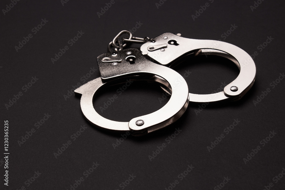 Handcuffs on a black background Handcuffs on a black background