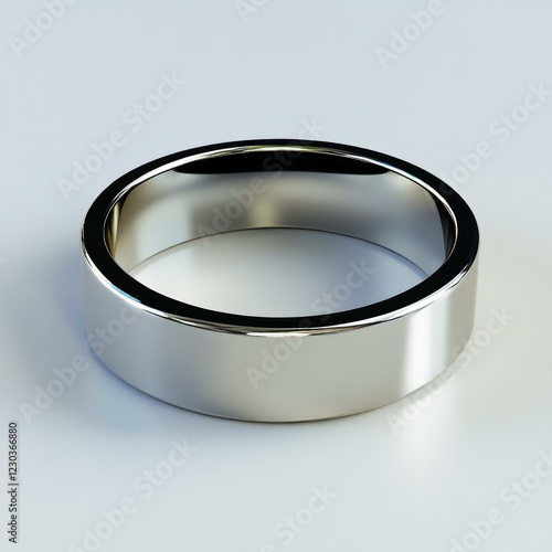 Minimalist silver band ring on light surface photo