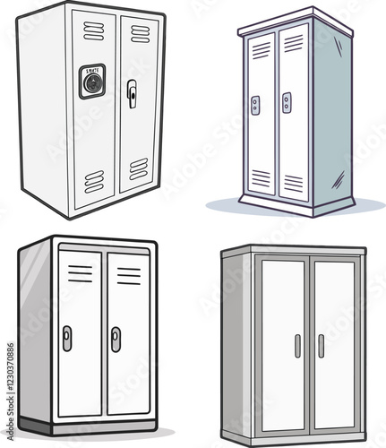 Detailed Bank Vault Illustrations. High Resolution Vector Illustrations of Safes for Security System Advertisements, Bank Marketing, and Financial Content.