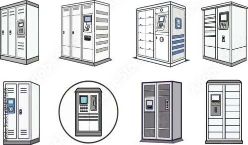 Detailed Bank Vault Illustrations. High Resolution Vector Illustrations of Safes for Security System Advertisements, Bank Marketing, and Financial Content.