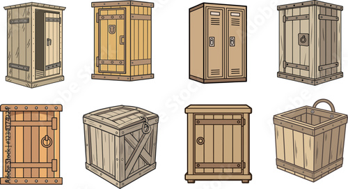 Detailed Bank Vault Illustrations. High Resolution Vector Illustrations of Safes for Security System Advertisements, Bank Marketing, and Financial Content.