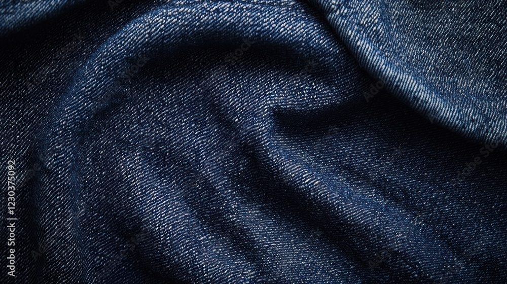 Close-up of Wrinkled Denim Fabric Close-up of Wrinkled Denim Fabric
