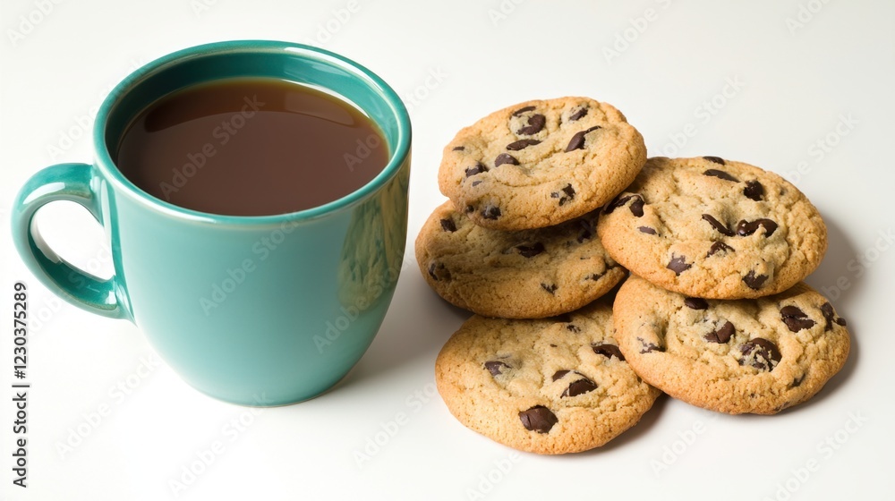 Freshly Baked Cookies Next to a Cup of Rich Coffee Beverage Freshly Baked Cookies Next to a Cup of Rich Coffee Beverage