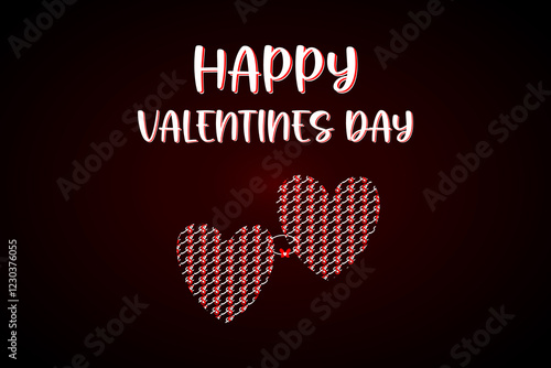 Happy valentines day , love and special text ,in white AND RED color and lots of love shapes premium heart shape