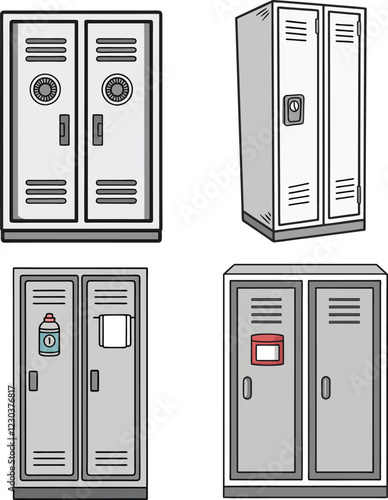 Detailed Bank Vault Illustrations. High Resolution Vector Illustrations of Safes for Security System Advertisements, Bank Marketing, and Financial Content.