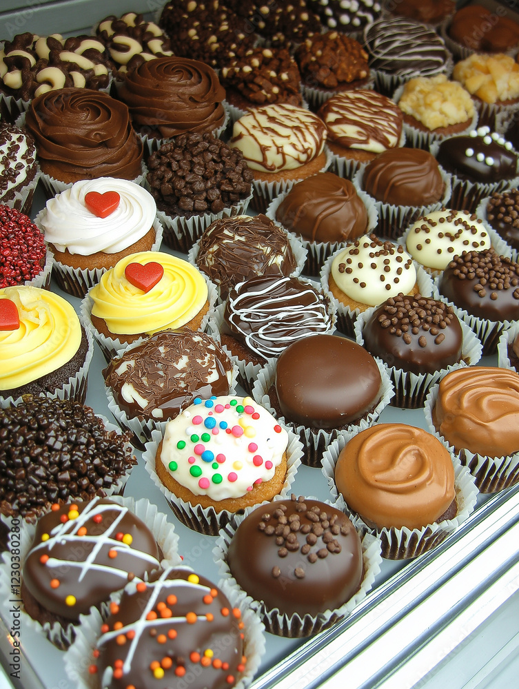 A Symphony of Sweetness: An enticing display of decadent cupcakes, each adorned with unique toppings and vibrant colors, promising a delightful treat for every taste bud. A Symphony of Sweetness: An enticing display of decadent cupcakes, each adorned with unique toppings and vibrant colors, promising a delightful treat for every taste bud.