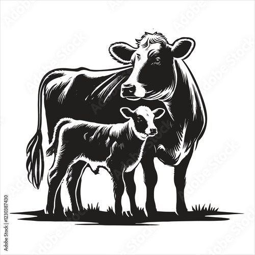 Dairy cow and calf vector