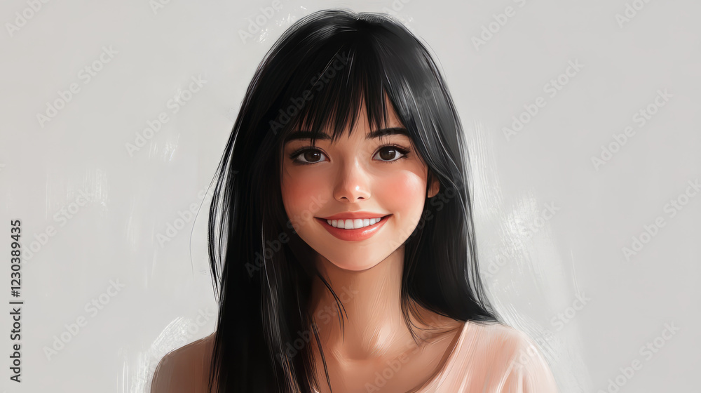 smiling young woman with short, wavy brown hair, wearing a white sweater smiling young woman with short, wavy brown hair, wearing a white sweater