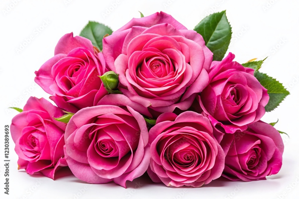 Pink Roses Bouquet Isolated, White Background - Vibrant Floral Stock Photo Pink Roses Bouquet Isolated, White Background - Vibrant Floral Stock Photo