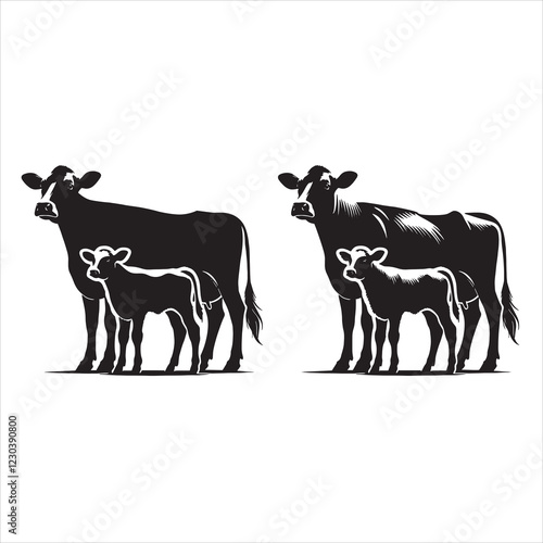 Dairy cow and calf vector