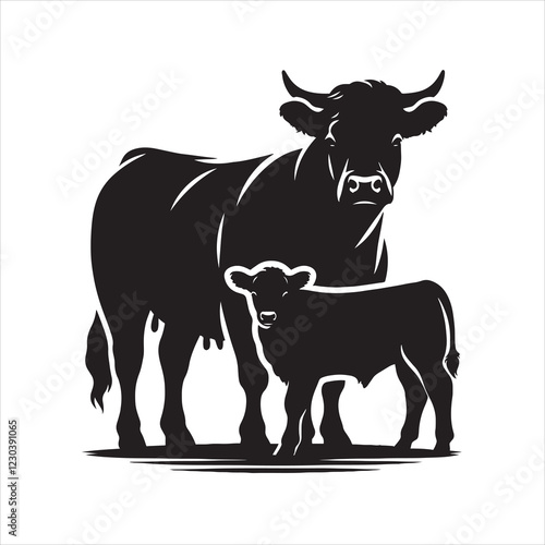 Dairy cow and calf vector