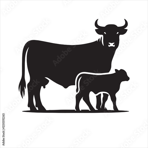 Dairy cow and calf vector