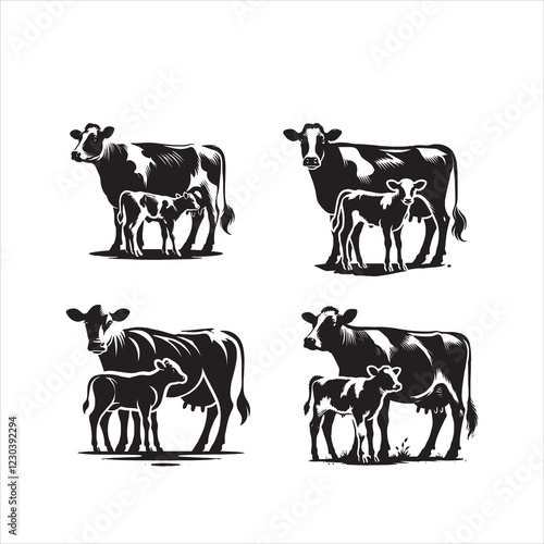 Dairy cow and calf vector