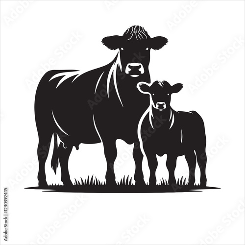 Dairy cow and calf vector